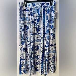 Joie Women’s Linen blend Blue and White Skirt Pearl tie waist Pockets NWT